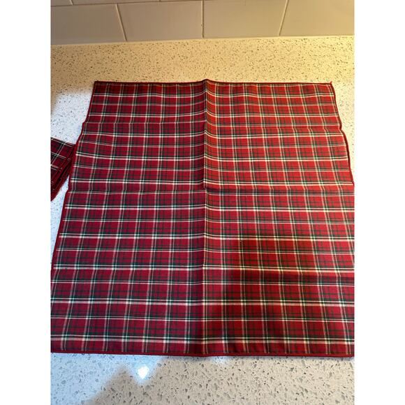 Vintage Longaberger Set 4 Plaid Tidings Red/Green/White Napkins Christmas Linens - Picture 3 of 5